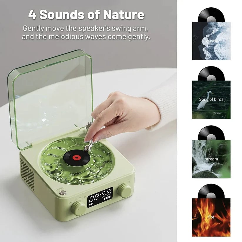 CuteeeShop Waves Retro Bluetooth Vinyl Record Player