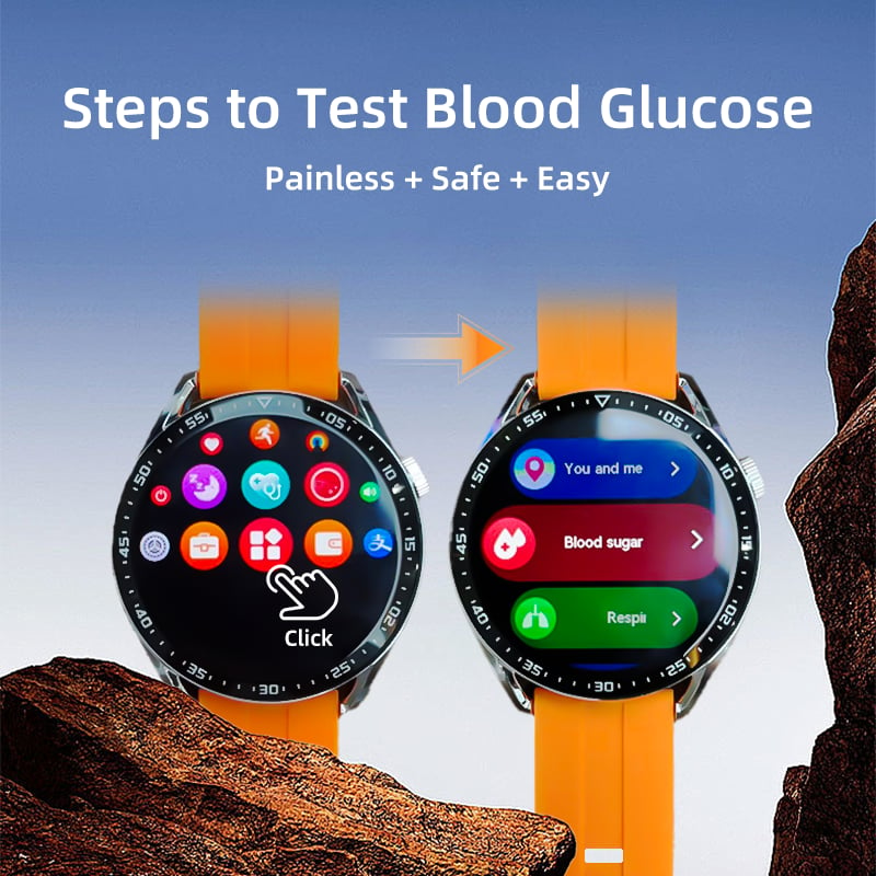 HW Painless Blood Glucose ALL DAY Monitoring Smart Bluetooth Watch