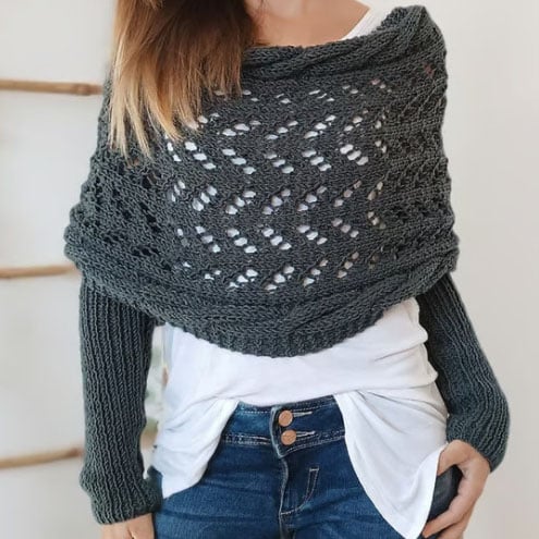 Women's Knitted Double Sleeve Scarf